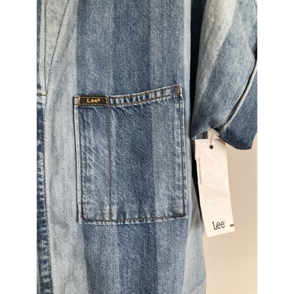 NEW Lee Union-Alls Denim Romper SMALL Striped Shortalls Utility Boho - Picture 5 of 12